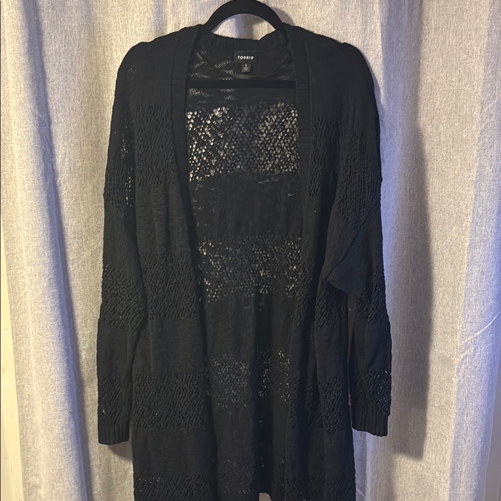 Torrid Black Open-Knit cardigan Sweater